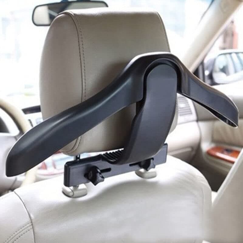 JUGTE MultiPurpose Car Coat Clothes Jacket Dress Shirts Suit Tie Cap Hanger Hook Headrest Mount Seat Back Organizer Black Car Seat Headrest Hanger for Blazer Coat Jackets Suits Shirts Pack of 1