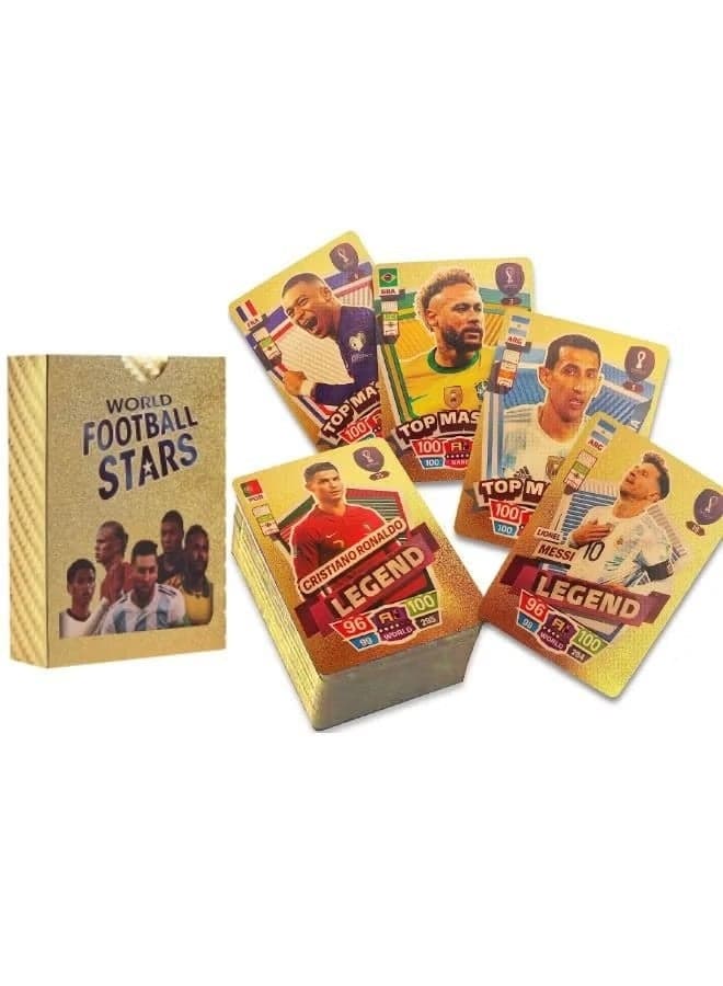 55 PCS Gold Foil World Football Cards, Soccer Trading Card, Gold Foil Cards, World Cup Soccer Star Cards, Football Cards, No Repetition