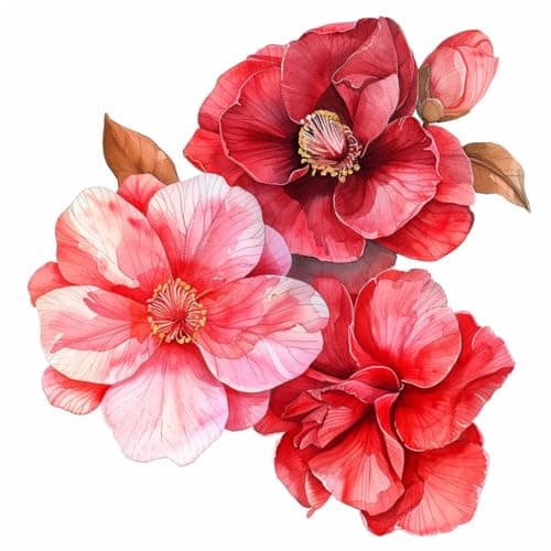 Watercolor Red Camelia Flower Decals for Cars, Floral Bumper Sticker, Vehicle Decor Sticker, Beautiful Camelia Flower Sticker for Hard Case, Waterbottle, Notebook, Window, Mirror (Red)