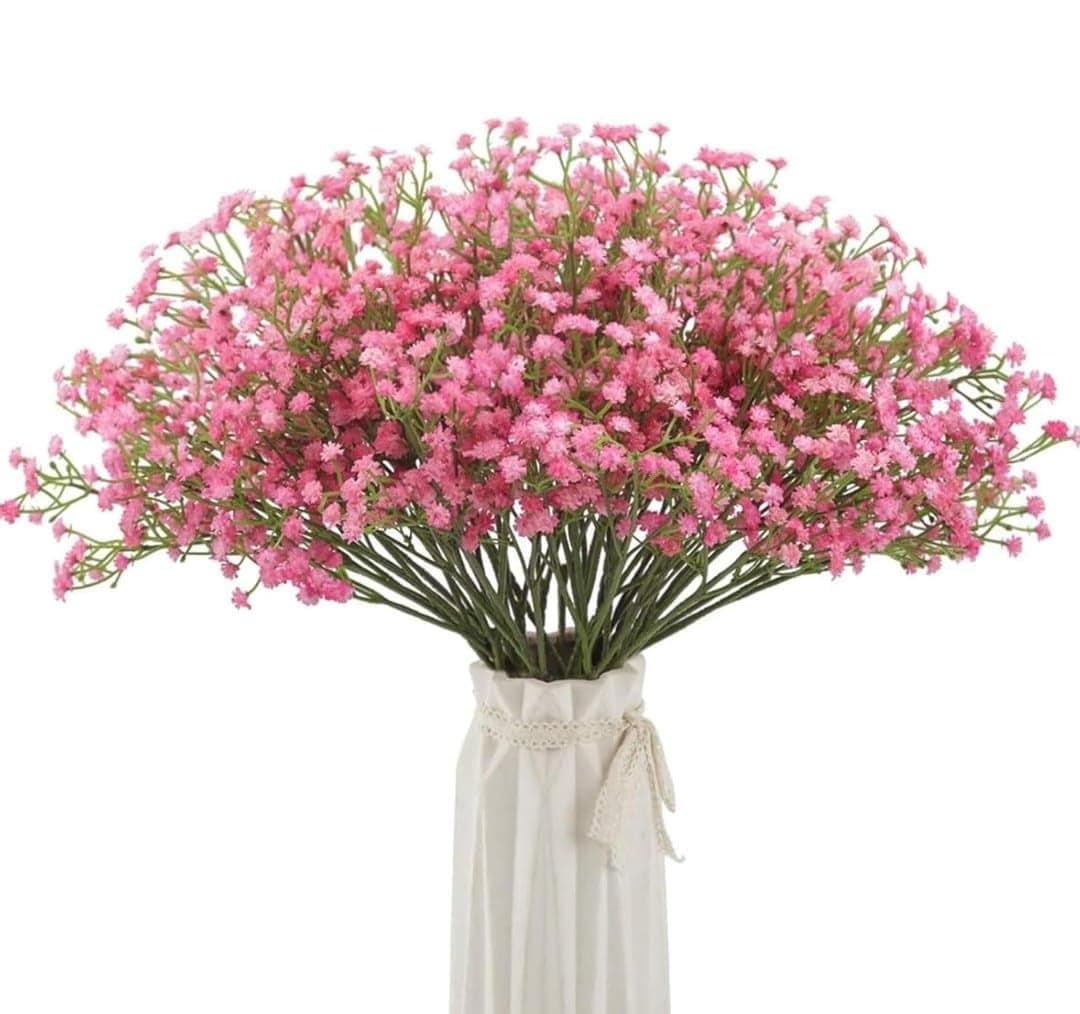 VRB DecTM 5 Pcs Artificial Baby's Breath Gypsophila Bouquets Flower Sticks for Home Decoration | Faux Flowers for Vases | Decoration Items for Living Room|Home Decor|Diwali Decor|Chritmas (White)