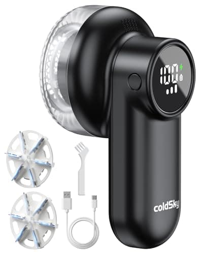 coldSky Rechargeable Fabric Shaver Lint Shaver with Digital Display Sweater Shaver with 6Leaf Blades and Safety Lock 3Speeds Defuzzer Remove Fuzz Pills from Clothes Furniture Sofa Blanket