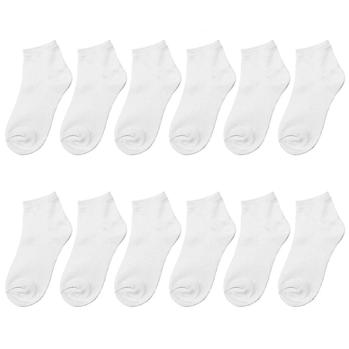 Falari 12 Pairs Boy Kids Cotton Socks 68 White