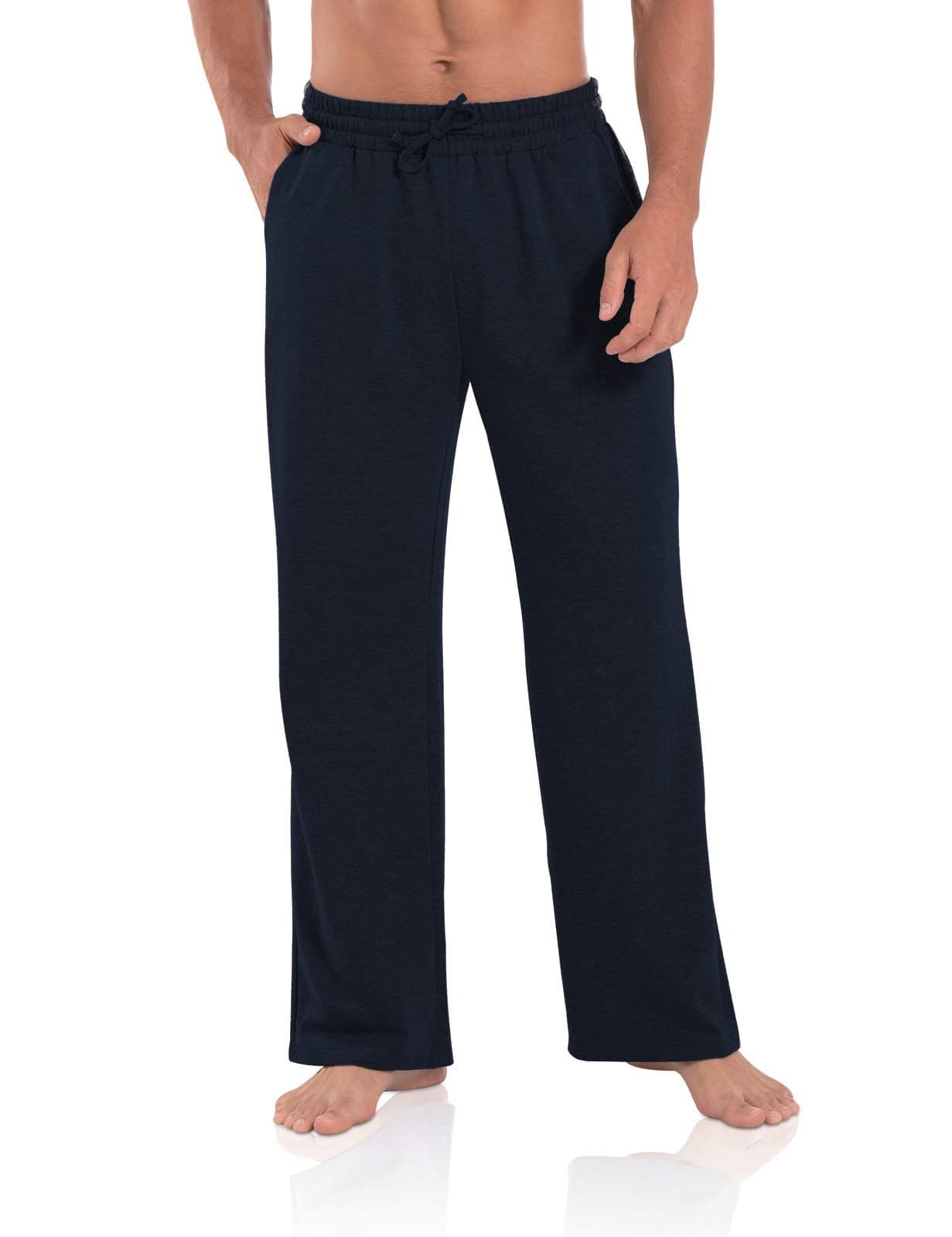 Agnes Urban Men's Joggers Sweatpants Open Bottom Straight Leg Casual Loose Fit Running Athletic Jersey Pants with Pockets Navy Blue M