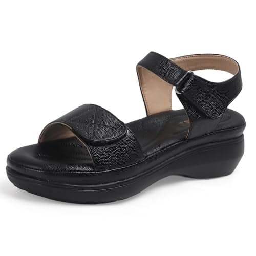Vendoz Women Stylish Sandals Wedges I Flat Slip on Sandals I Stylish and Casual for Everyday use I Comfortable & Lightweight for Girls & Ladies-SD402BL-36