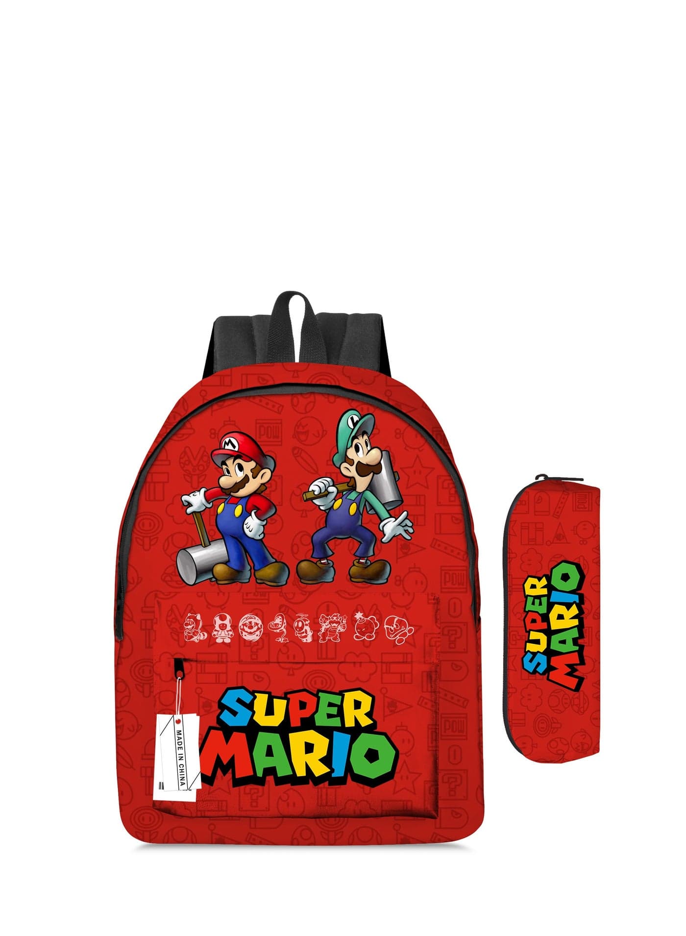 2 Pcs Super Mario School Backpack Multicolour