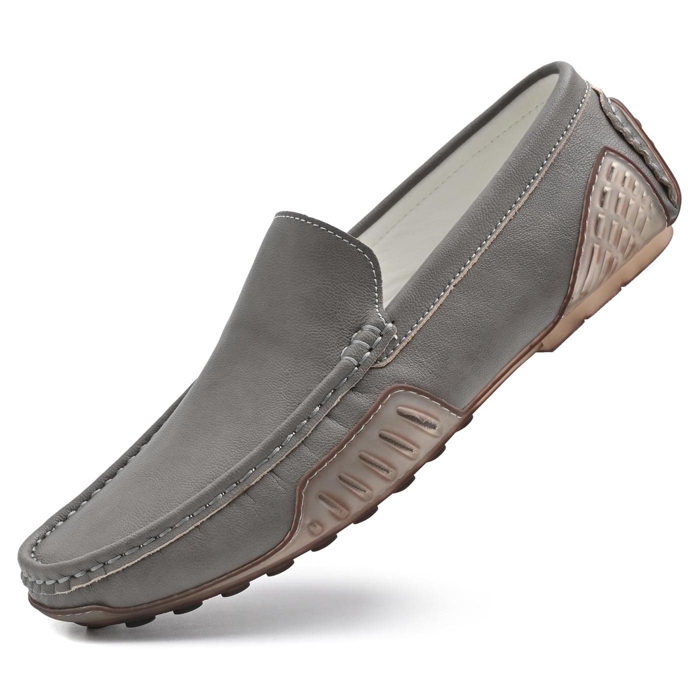LUODENGLANG Mens Loafers Casual Shoes Slip On Premium Genuine Leather Driving Shose Penny Loafers for Men Lightweight Breathable Grey 10 M44