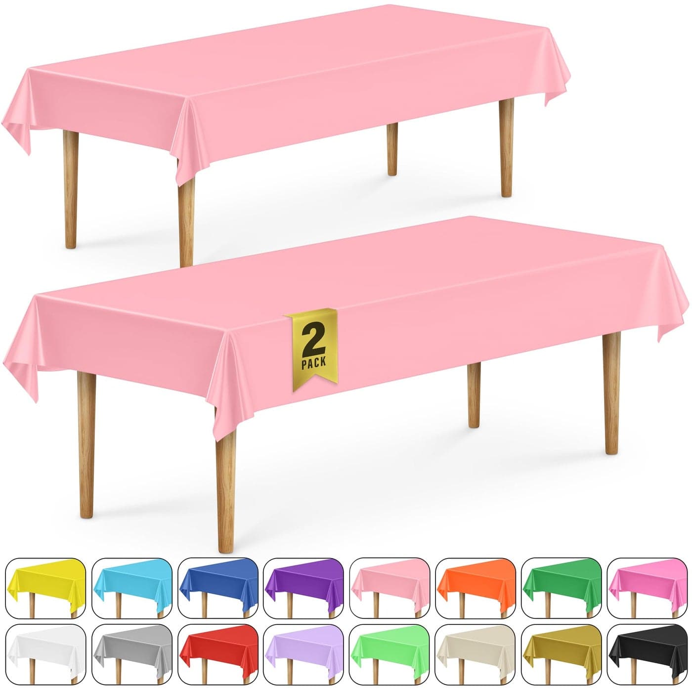 DecorRack 2 Rectangular Tablecloths BPAFree Plastic 54 x 108 inch Dining Table Cloth Rectangle Table Cover for Parties Picnic Camping and Outdoor Disposable or Reusable Light Pink 2 Pack