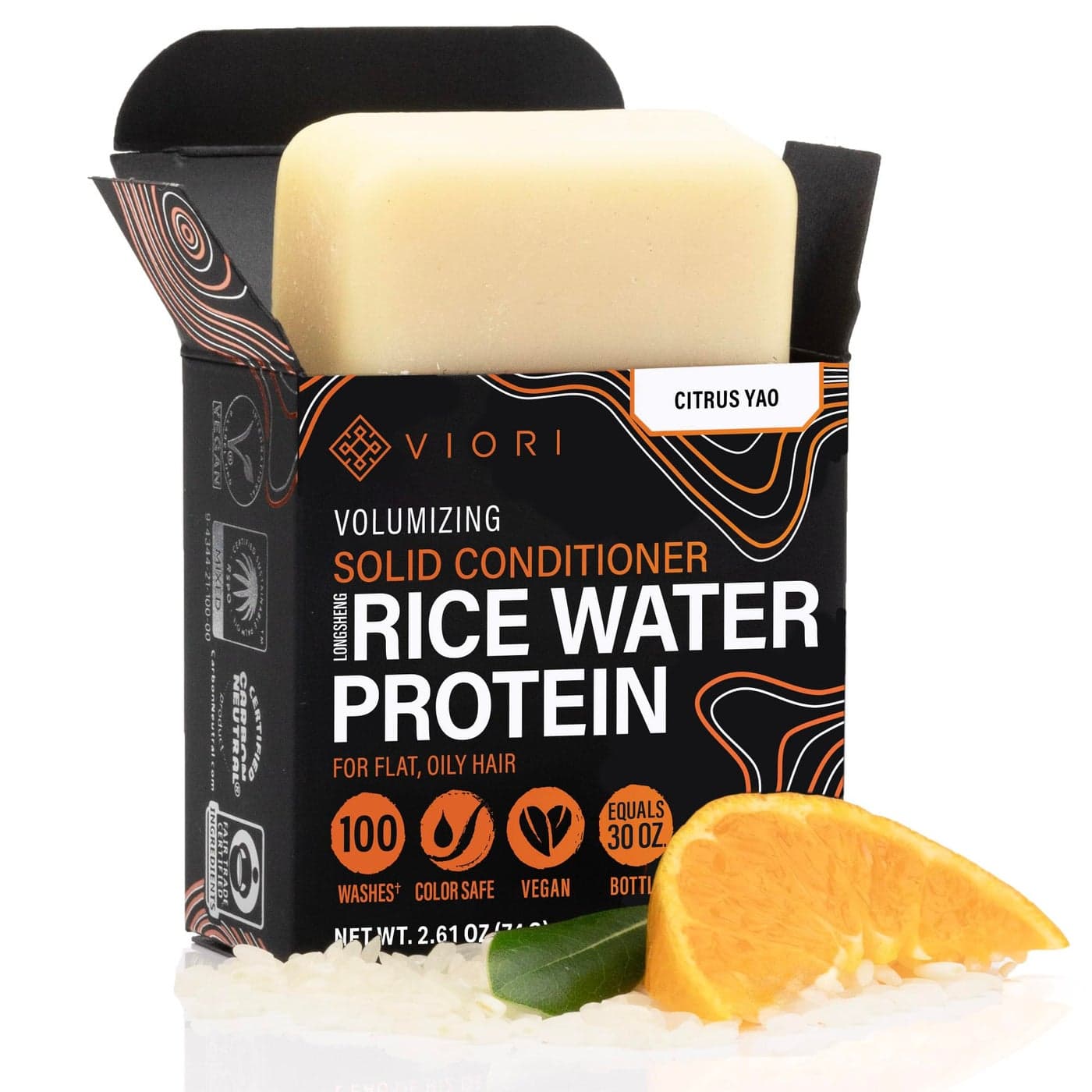 Viori Citrus Yao Conditioner Bar Made with Rice Water Handcrafted All Natural Organic Conditioner