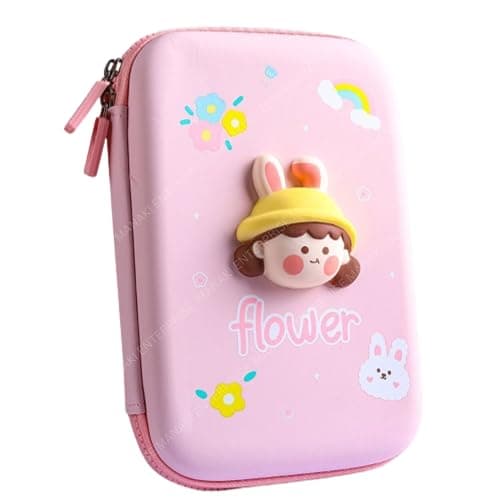 Rahasya Enterprise Cartoon Theme Pencil Case - 3D EVA Pouch, Multipurpose Zipper Case for Kids, Pen and Pencil Bag for School Kids, Girls, Stationery Storage Box (Flower Big)