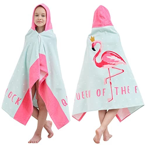 Bavilk Kids Bath Towels, Kids Towel Girls Boys Hooded Beach,Bathroom,Pool Swim Towels 30 × 50 INCH Large Size Ultra Absorbent Cute Cartoon Animal Full Vitality 100% Cotton Wearable Wrap for Child