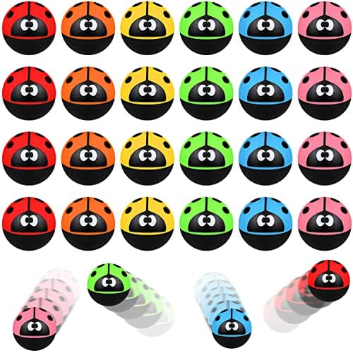 Sotiff 24 Pcs Ladybug Bouncy Balls Ladybug Party Favors Small 32 Mm 13 Inch Rubber 6 Colors Anxiety Fidget Sensory Bouncing Balls for Kid Carnival Prizes Birthday Gift Bag Filling