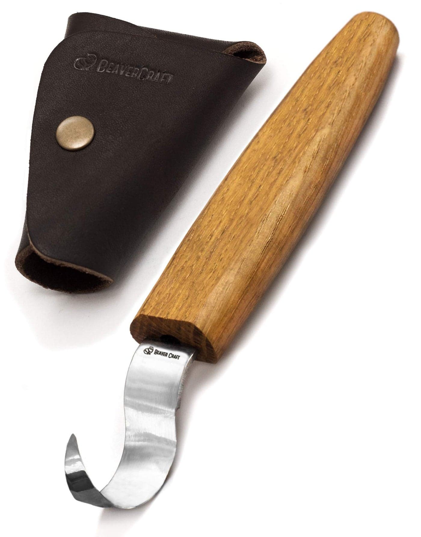 BeaverCraft Hook Knife Wood Spoon Carving Tools SK1S – Spoon Carving Knife High Carbon Steel - Whittling Knives with Leather Sheath – Curved Knives Right Handed – Gouge for Spoons & Bowls