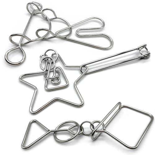 Zooshine 3 Sets Large Hard Metal Brain Teaser PuzzlesChallenging for Party GamesOffice Toy Gift for Adults and Teens
