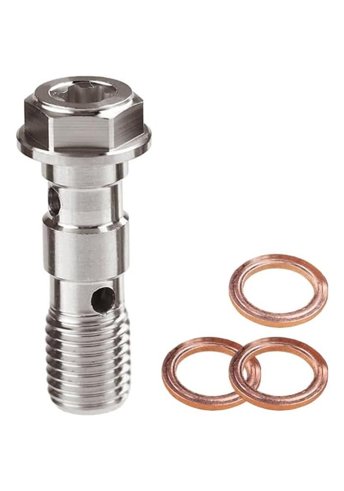 Universal M10x1.00 Stainless Steel Double Hydraulic Brake Banjo Bolt with Copper Washers