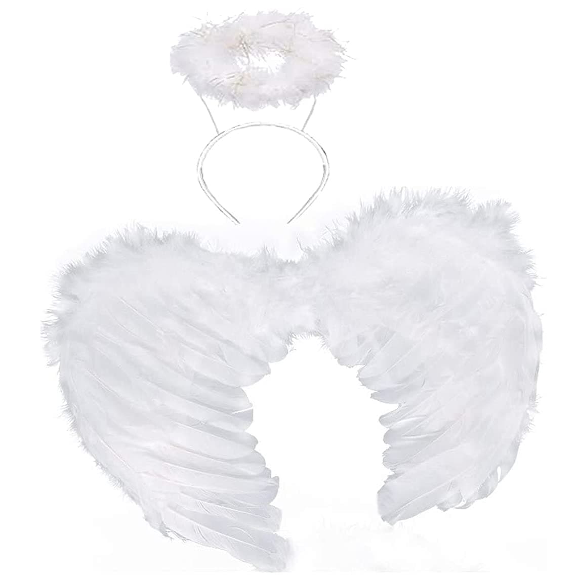 Antspirit Angel Costume Wings and Halo Angel Costume for Women Girls Kids Halloween ChristmasWhite