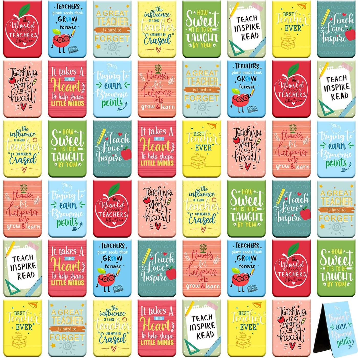 Zonon 24 Pcs Magnetic Bookmarks Bulk Teachers Appreciation Gifts Thank You Gifts for Teacher Double Sided Magnet Book Markers for Teachers Reading Supplies Graduation Gift from Students