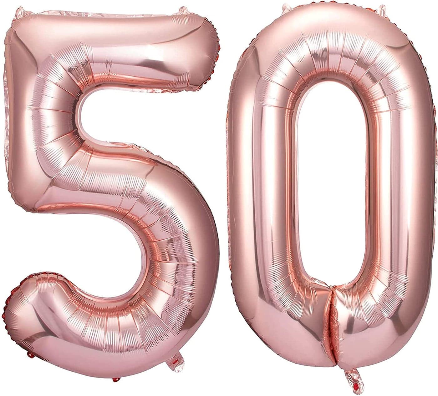 Pop The Party Rose Gold 50 Number Balloons Big Giant Jumbo Large Number 50 Foil Mylar Balloons for Women Men 50th Birthday Party Supplies 50 Anniversary Events Decorations-32 inch
