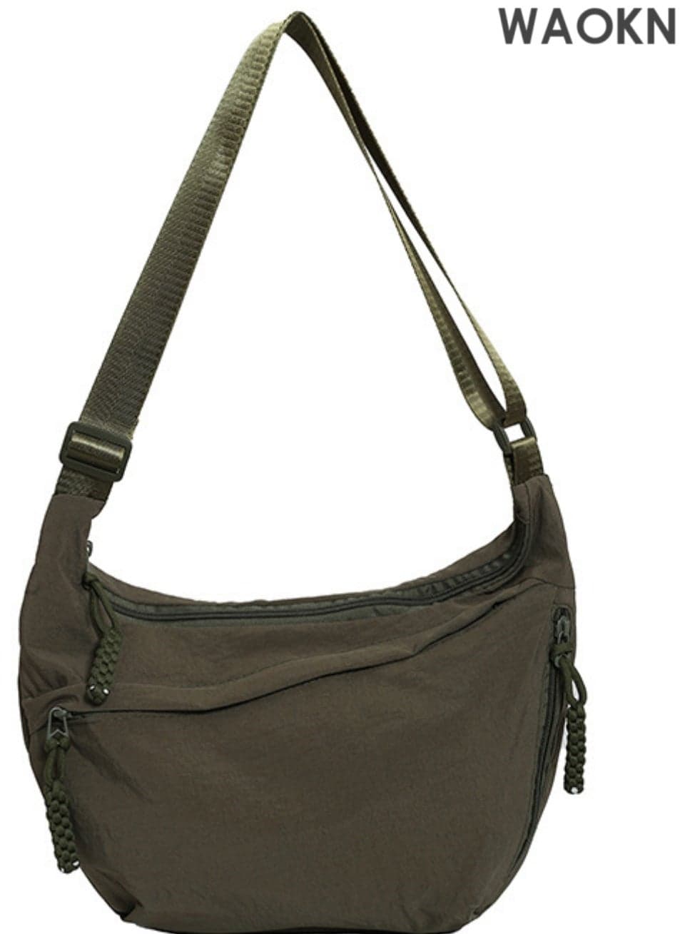 Nylon Crossbody Bags for Women, Trendy Medium Crescent Bag, Retro Nylon Canvas Crossbody Bag Slouchy Corduroy Dumpling BagLightweight Woman Over Shoulder Purse with Zipper(Green)