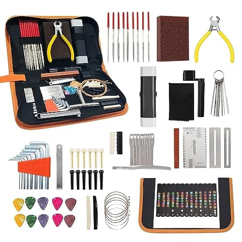 72 PCS Guitar Tool Kit for Set Up, Intonation Adjustment and Repair, Guitar Maintenance Kit for Guitar Bass Banjo and Ukulele, Guitar Accessories for Guitar Enthusiast