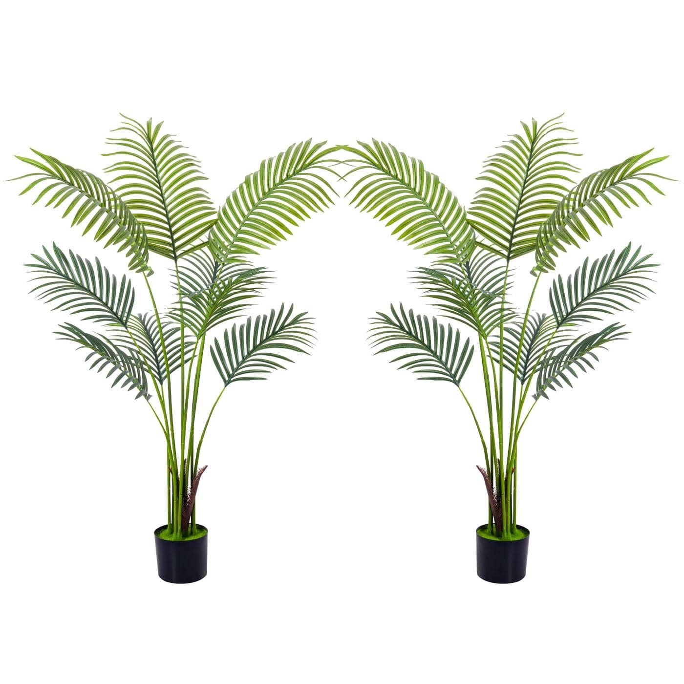 Artificial Golden Cane Palm Tree 2Packs 4Feet Faux Plant for Home Decor Indoor Outdoor Faux Areca Palm Tree in Pot for Home Office Decor Perfect Housewarming Gift