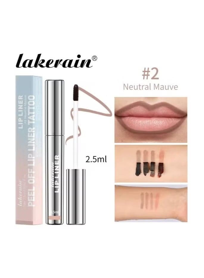 Lip Tint Peel Off Lip Liner Tattoo Waterproof Long Lasting Matte Non-Stick Cup Lip Tint Sexy Red Contour Lips MakeUp (Neutral mauve)