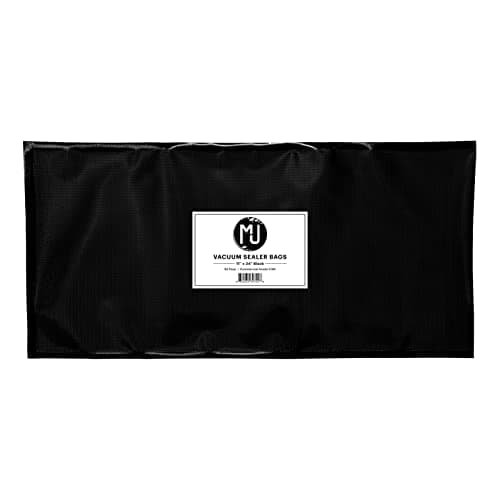 MJ Commercial-Grade Vacuum Sealer Bags for Food Storage, Sous Vide | 50 Pack (11" x 24" 5 Mil, All Black)
