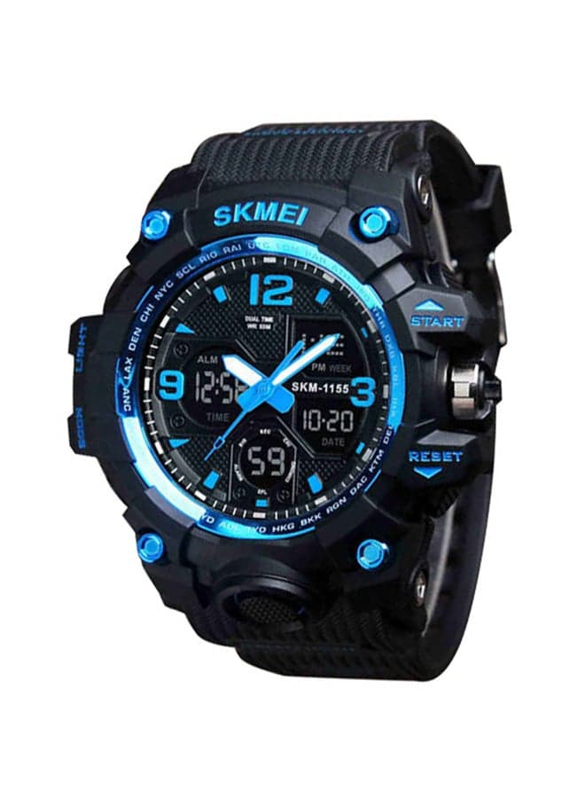 Mens Silicone Analog Digital Watch Model 1155 Black 55 Millimeters