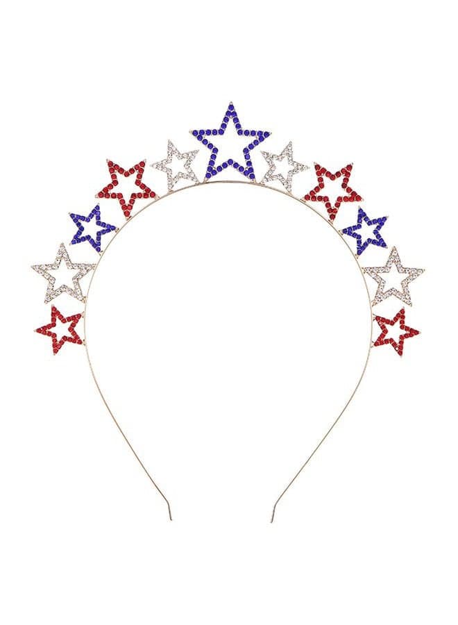 4th of July Headband Rhinestone Patriotic Headband Crystal Star Hairband for Independence Day Party Hair Accessories