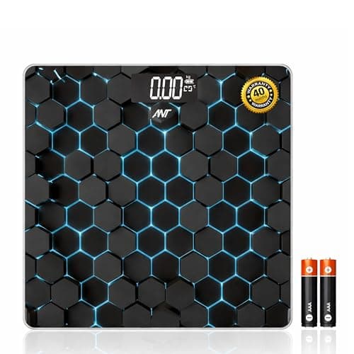 Ant Flora Powerlift Digital Weighing Scale for Body Weight – 180kg Capacity, 4mm Tempered Glass, Slim Skid-Proof Design, Low Battery Indicator, 2 AAA Batteries Included, 40-month warranty