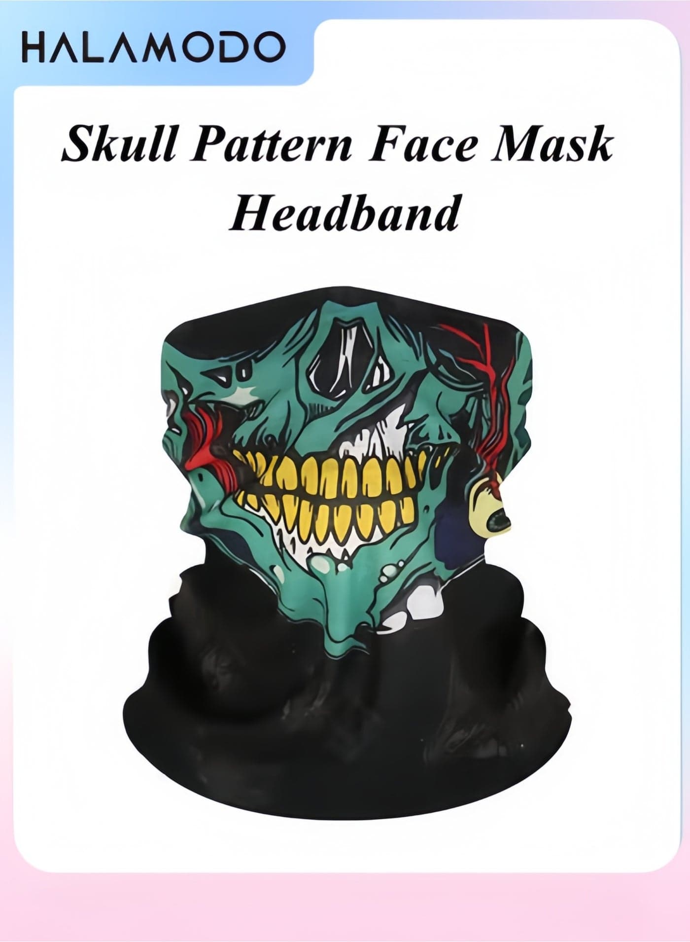 Skull Pattern Face Mask Headband Motorcycle Headwear Multi-Functional Scarf Neck Warmer Dust-Proof Mask Winter Outdoor Sports Face Mask