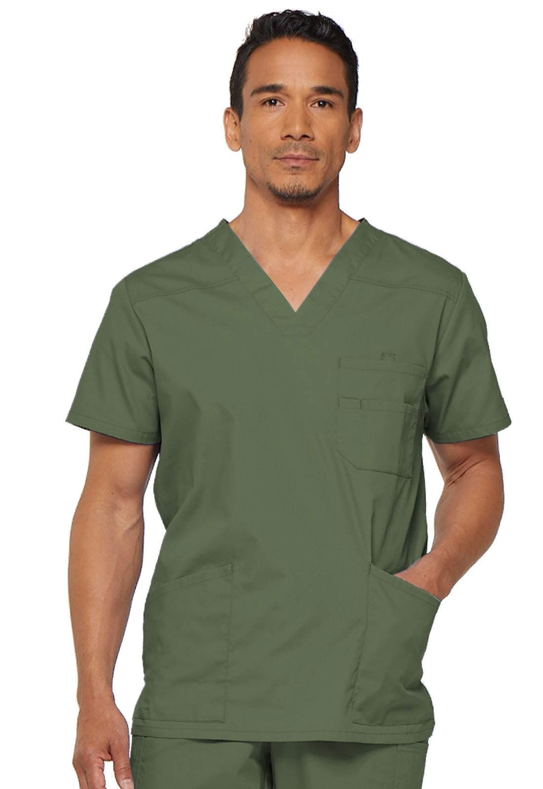 Dickies Men's EDS Signature Unisex V-Neck Scrub Top, Olive, Small