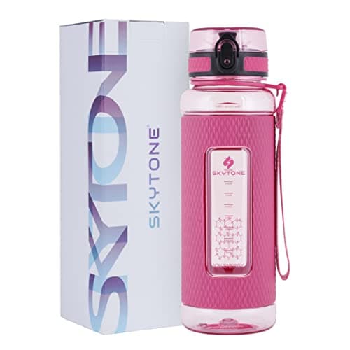 SKYTONE® 1 Liter Water Bottle For Office, Leak Proof & BPA Free Tritan Plastic Reusable Water Bottles, Ideal Gift for Travel Gym fitness Running School With Silicon Grip (Blue) (Red)