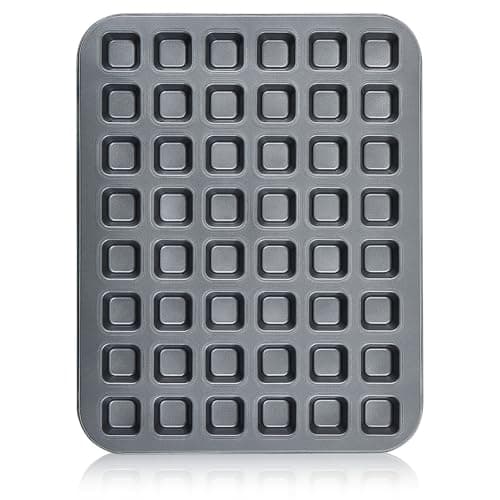 Teenyyou 1 Pcs Mini Brownie Bites Pan with Dividers Small Baking Pans 48 Cavity Mini Square Muffin Pan Nonstick Heavy Duty Carbon Steel Cupcake Tool for Christmas Birthday Gift Wedding Party