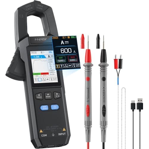 FNIRSI DMC-100 Digital Clamp Meter Multimeter 9999 Counts TRMS, 600A Curve Recording Rechargeable Amp Meter, Measures NCV, AC/DC Voltage Current, Continuity Capacitance Diode Resistance, Temperature