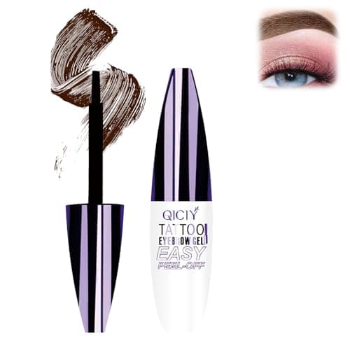 Easy Peel off Eyebrow Gel Qiciy Tattoo Eyebrow Gel Easy Peel Off Tinted Eye Brow Professional Eye Brow Tint Waterproof Sweatproof Dark Brown