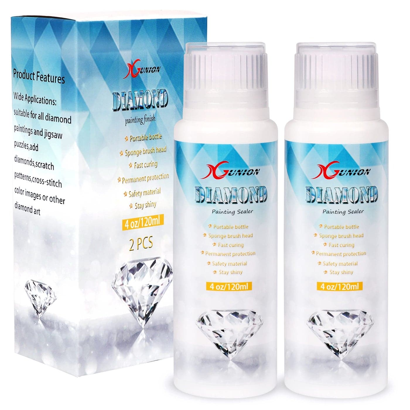 Diamond Painting Sealer 2 Pack 240ML 5D Diamond Painting Glue Sealer Permanent Hold Shine Effect Diamond Painting Accessories Glue for Diamond Painting Puzzles and DIY Craft 4 OZ Each Bottle