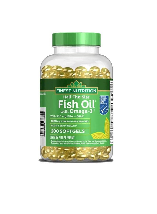 Half-The-Size Fish Oil 1200 mg, Softgels, 200 ea