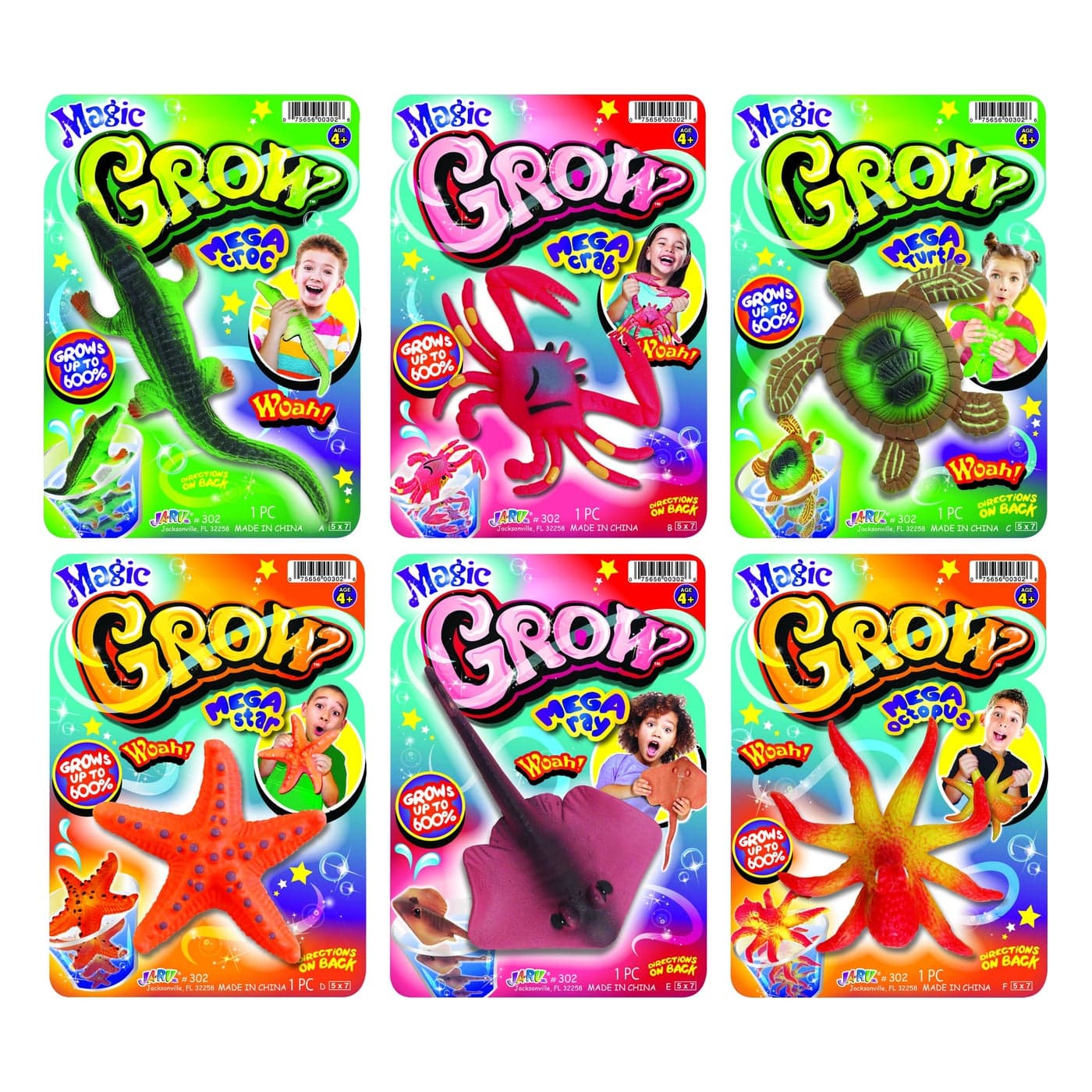 JARU Magic Grow Ocean Themed Water Animals 6 Packs Assorted Beach Life Theme Toys Bulk Expanding Bath and Pool Toys for Kids Sea Creatures Party Toys and Goodie Bags 3026A