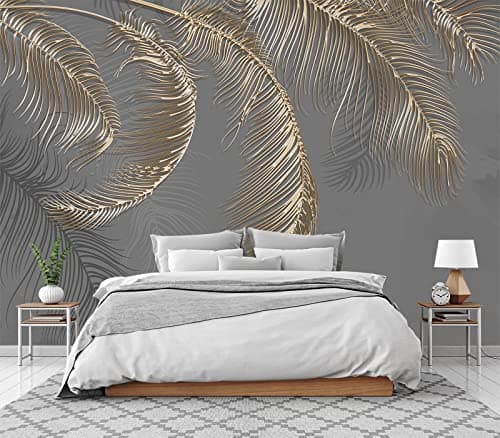 Cliouar Wall Mural - 3D Wallpaper Decoration, Grey Palm Leaf, 155" x 103" (Not Self-Adhesive)