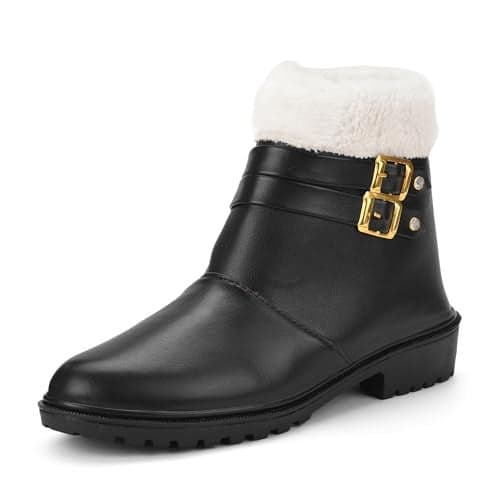 Snasta black fur boots for women-4 UK
