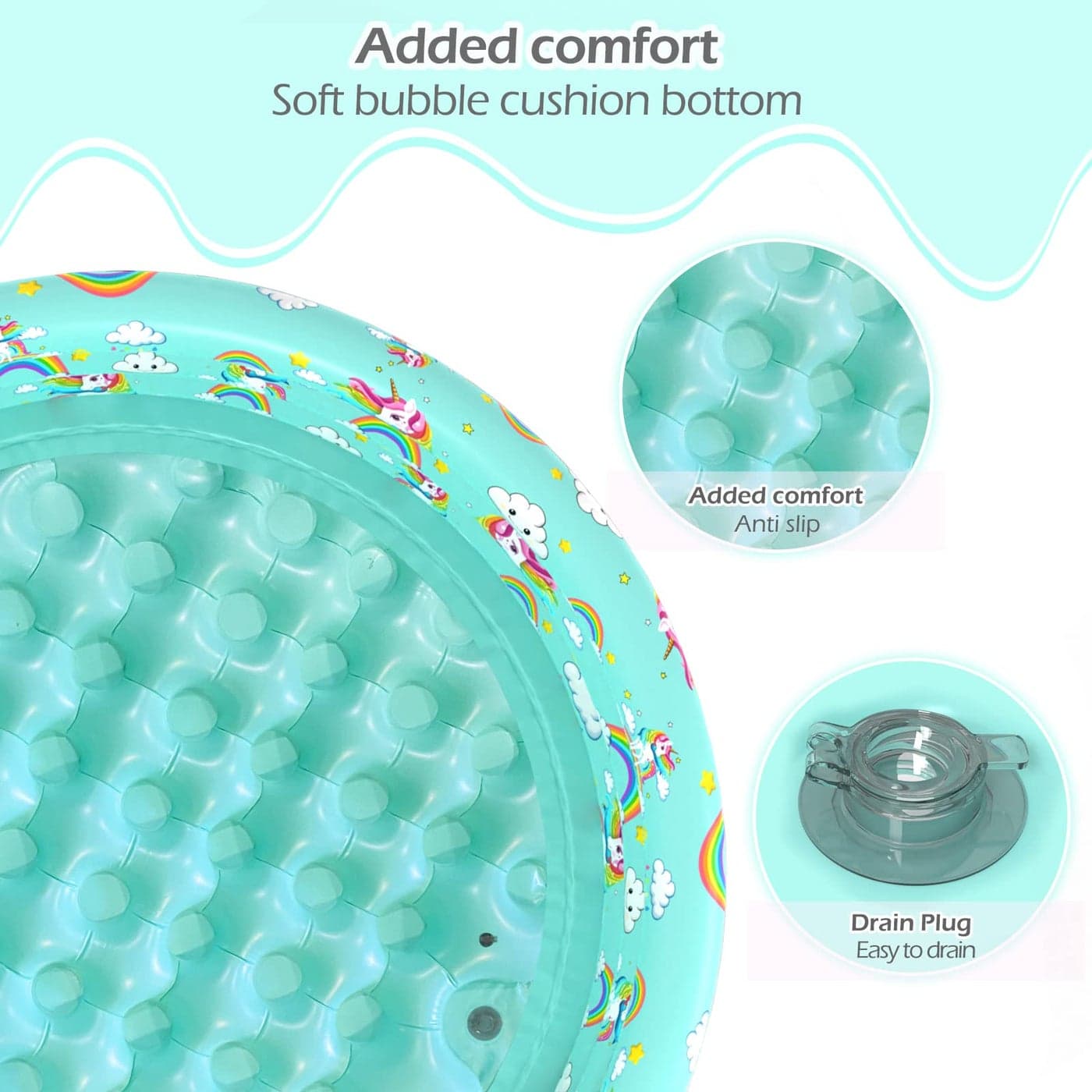 Jasonwell Inflatable Baby Kiddie Pool - Kids Paddling Toddler Baby Swimming Pool Blow Up Ball Pit Infant Wading Pool for Backyard (51in Unicorn)
