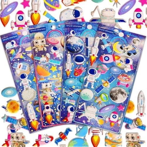 FunBlast 3D PVC Cute Mix Stickers – 3D Self Adhesive Puffy Sticker for Kids, Space Theme Stickers for Art and Craft Work, Scrap Booking, Decoration, Project Work for Kids, Boys, Girls