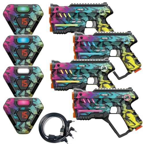 Rechargeable Laser Tag Set of 4 Lazer Tag Game for Kids Indoor Outdoor Play Gift Ideas for Kids Teens and Adults Cool Toys for Teenage Ages 8 9 10 11 12Year Old Boy Girls