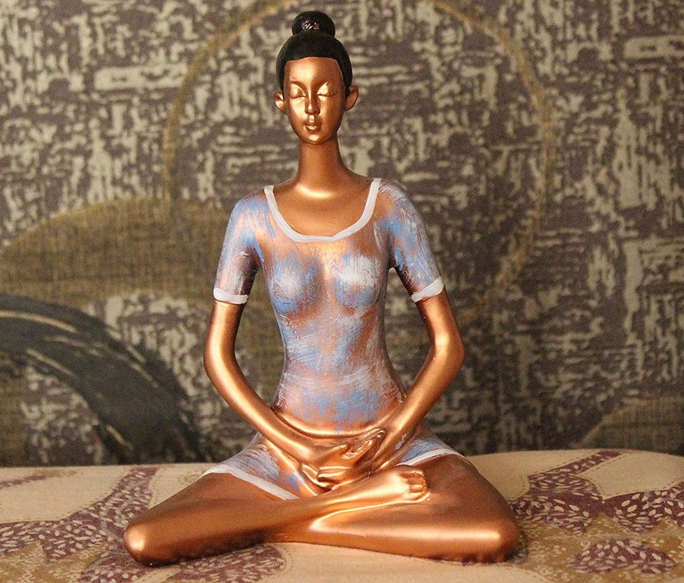J JIYANSH CREATION Polyresin Handicraft Meditating Lady Yoga Posture Statue Room Decorative Showpiece Size 17 CM Multicolor