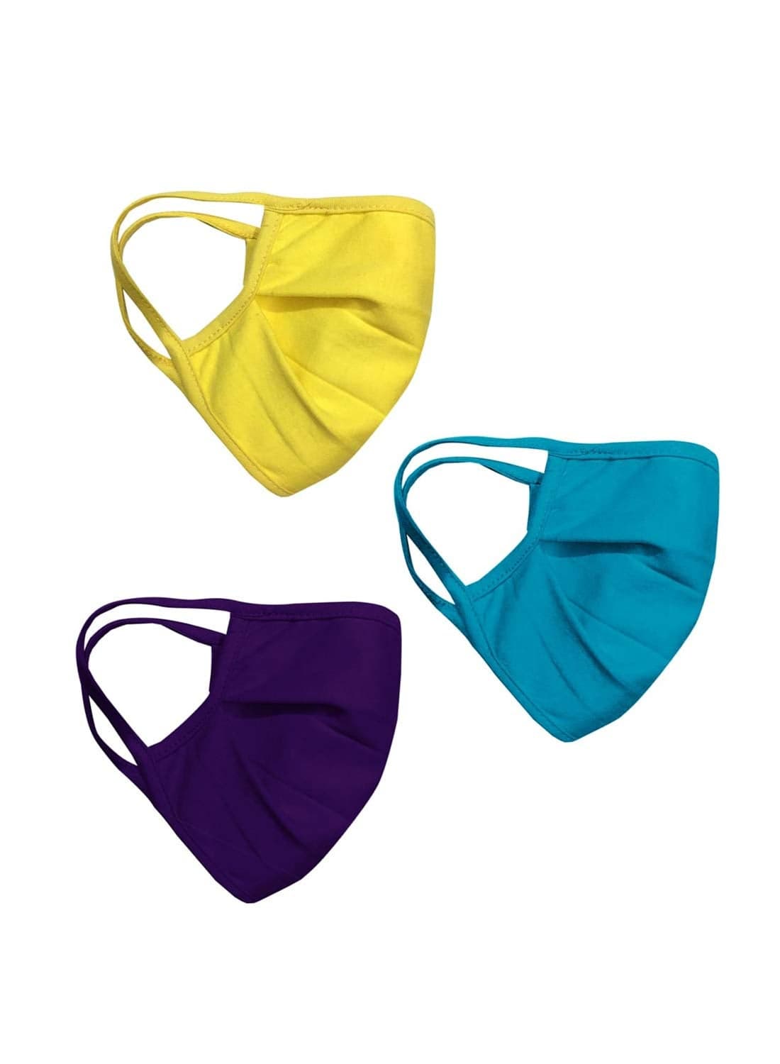A.T.U.N. All Things Uber Nice Unisex Cotton Face Mask (Pack of 3) (AFCM Set YTP_Yellow-Teal-Purple_One Size)