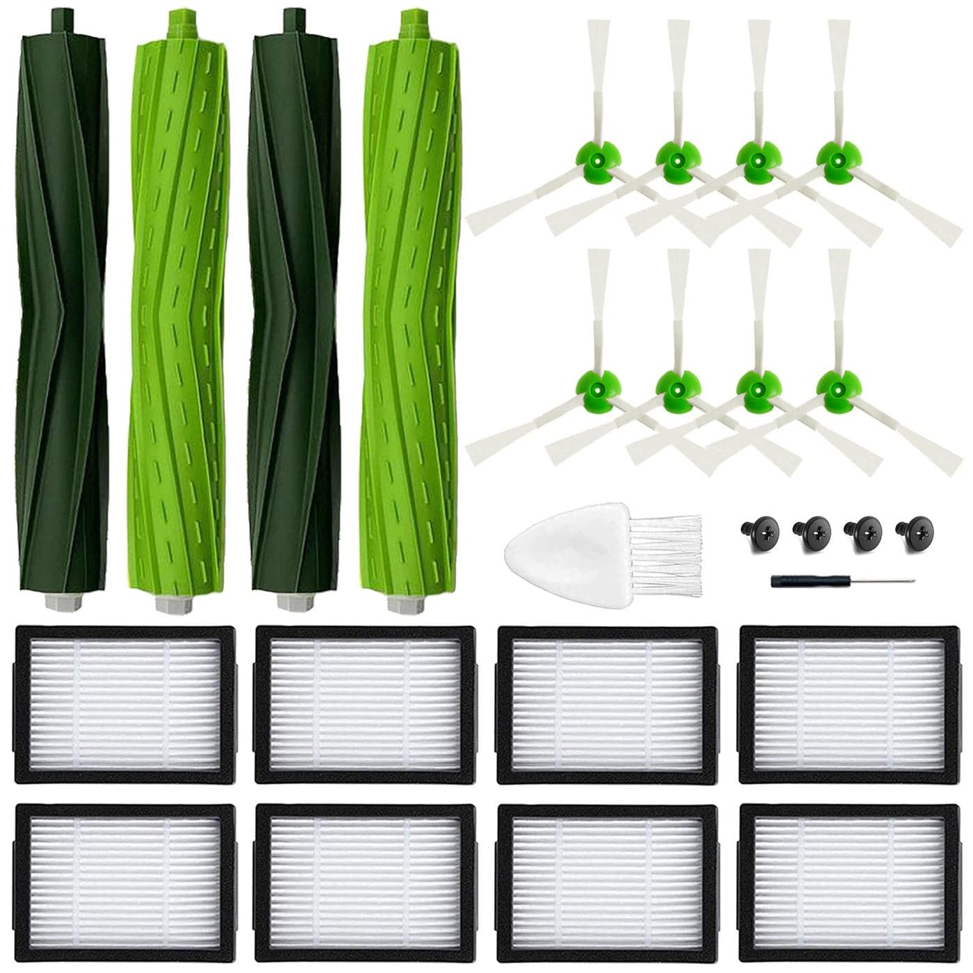 18 Pack Roomba Replacement Parts for iRobot Roomba i7 i7 i3 i3 i4 J7J7Plus i6 i6 i5j5 i8 Plus E5 E6 E7 I E J Series Vacuum Cleaner 2 Set of Roller Brush 8 Filters 8 Side Brushes