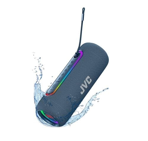 JVC Illuminated Portable Wireless Speaker with 20W max outputs Dynamic Sound Bluetooth 50 TWS Capability USBC IPX5 AUX in up to 5Hour Battery Life SPPA5BTA Blue