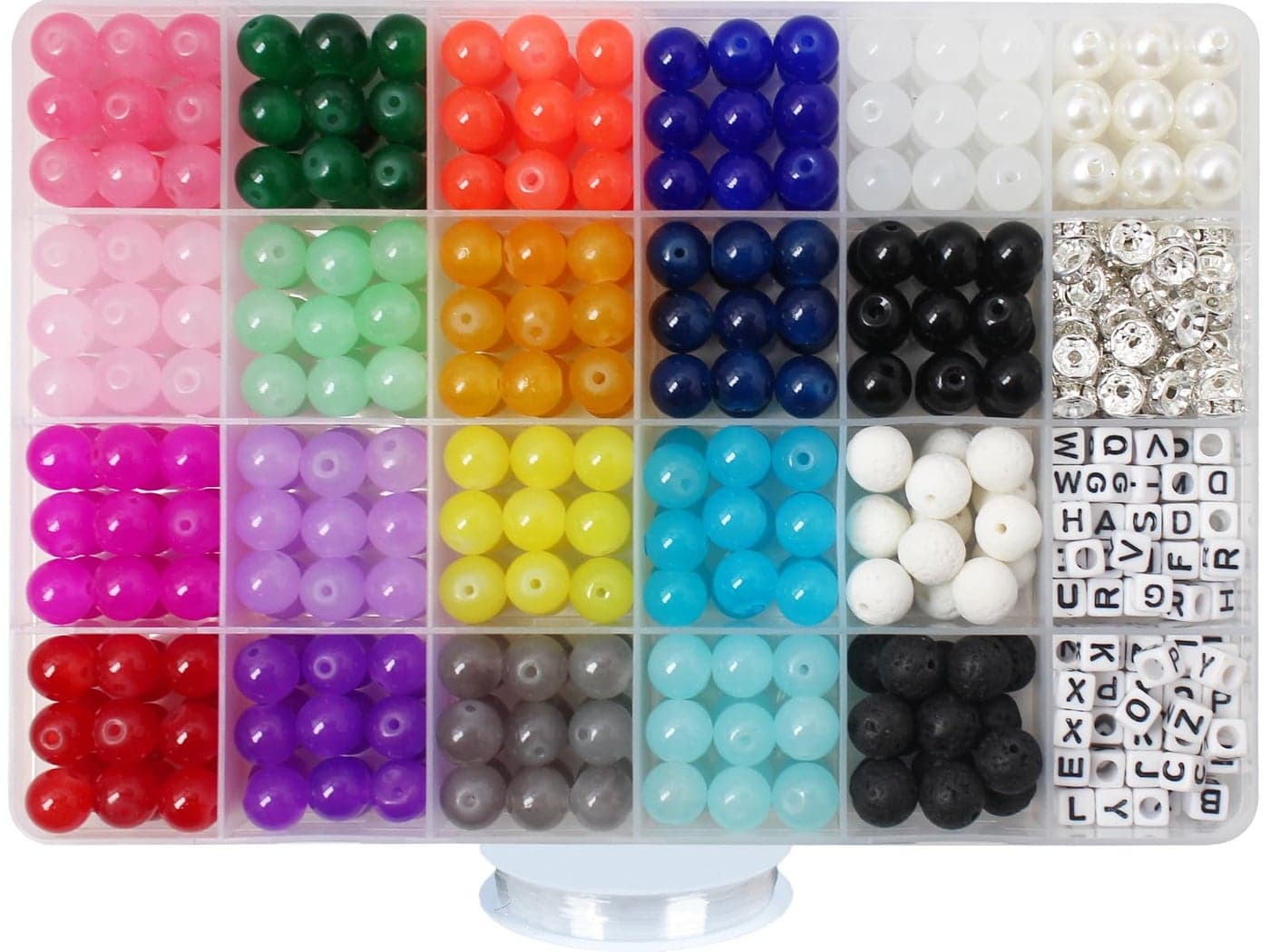 Pamir Tong 626PCS 10mm Glass Beads Jewelry Making Beads Imitative Jade Beads Bracelet Loose Beads for Jewelry Making Earring Necklaces and DIY Crafts 10mm Glass Beads Set