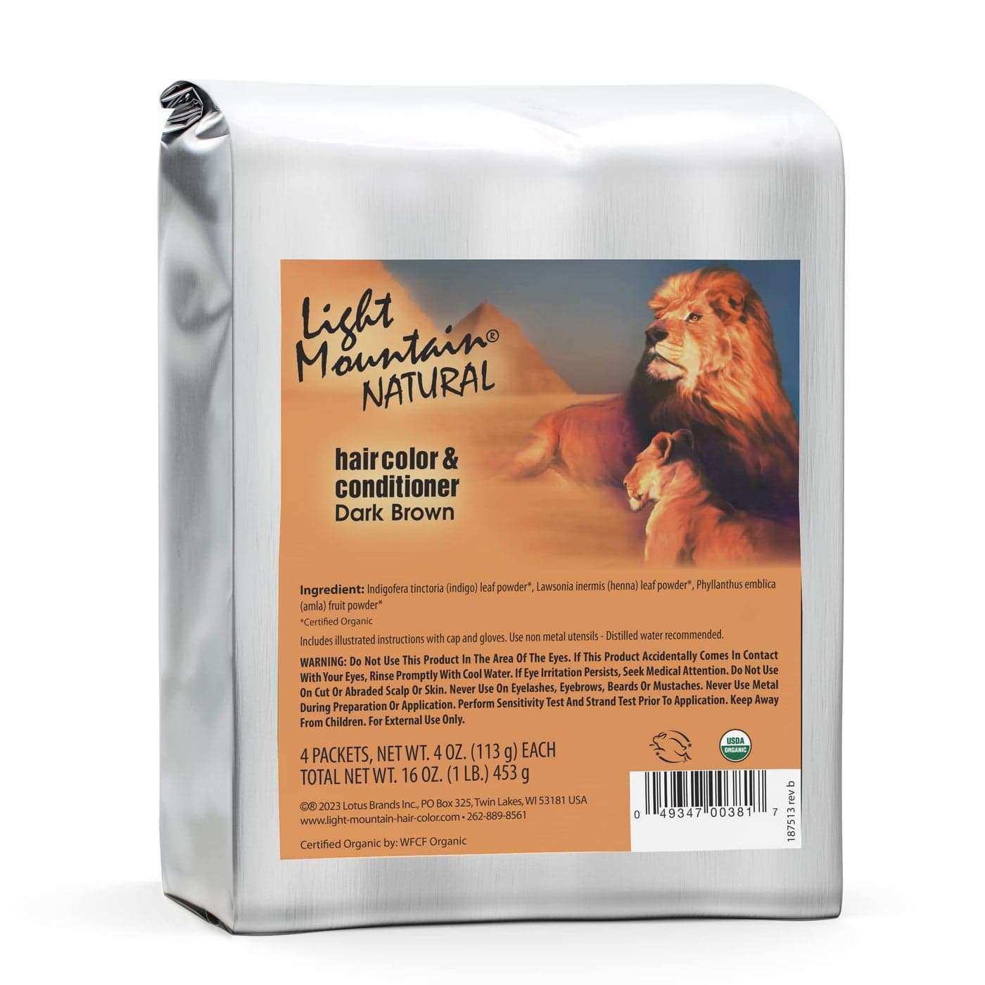 Light Mountain Henna Hair Color Conditioner Bulk 1 Pound Dark Brown Hair Dye Organic Henna Leaf Powder and Botanicals ChemicalFree SemiPermanent Hair Color 4 Hair Clips