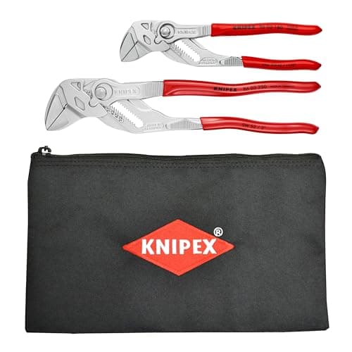 KNIPEX 2 Pc Pliers Wrench Set w/ Keeper Pouch, Red